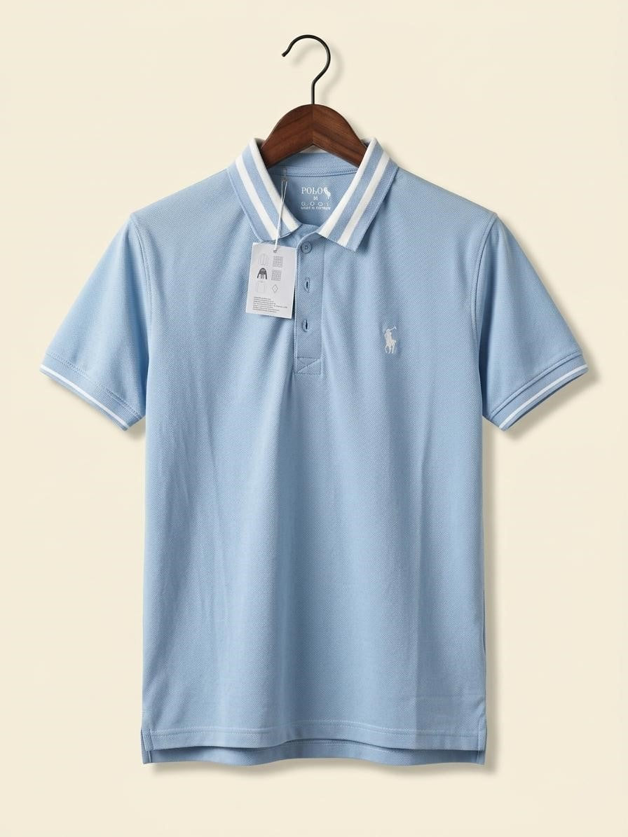 Premium Textured Sky Blue T-Shirt – Modern Fit