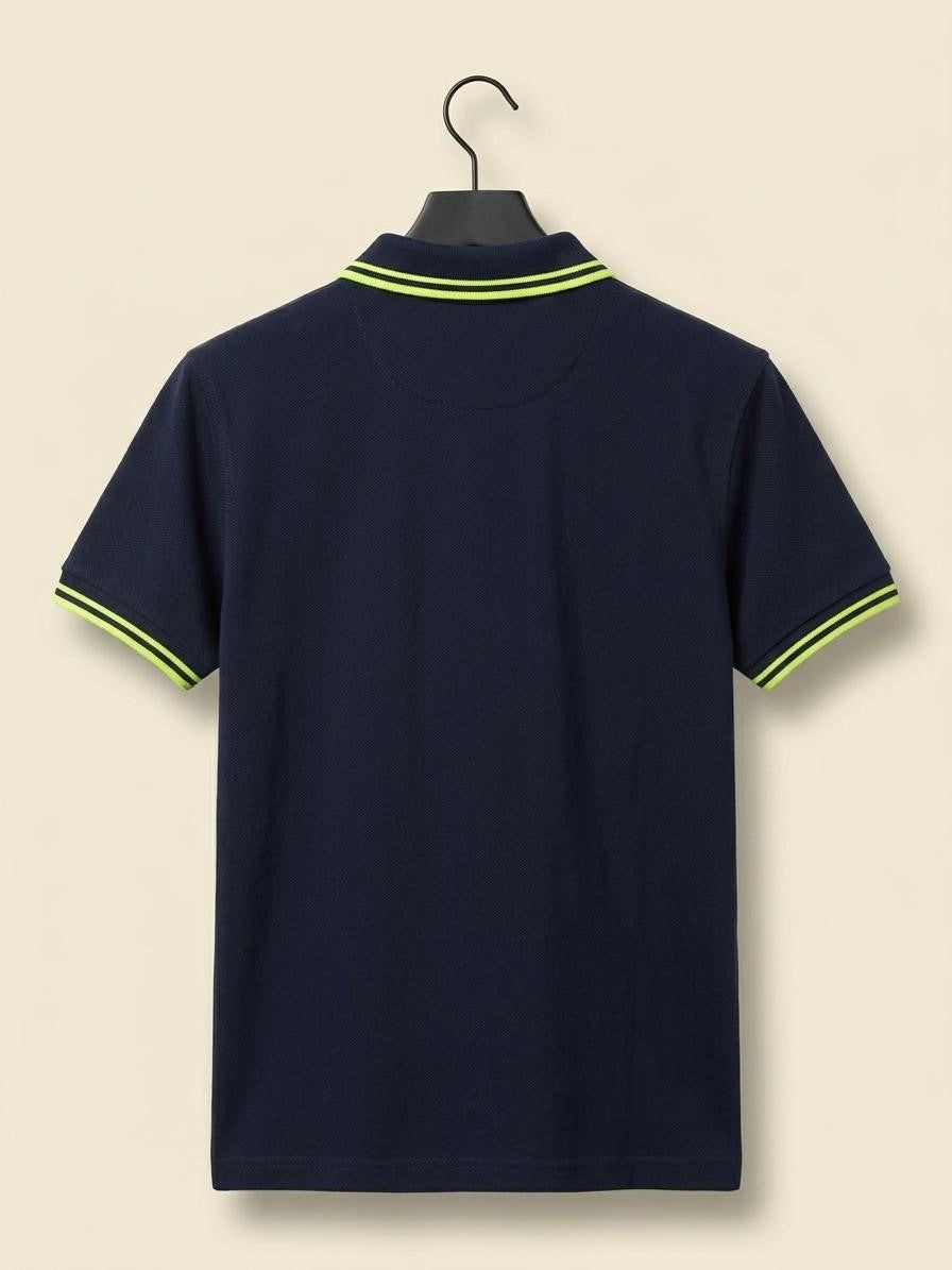 Premium Navy Polo Shirt with Contrast Tipping